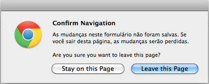 Aviso de perda de conteúdo